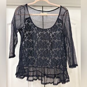 Abercrombie & Fitch Navy Blue Lace Top